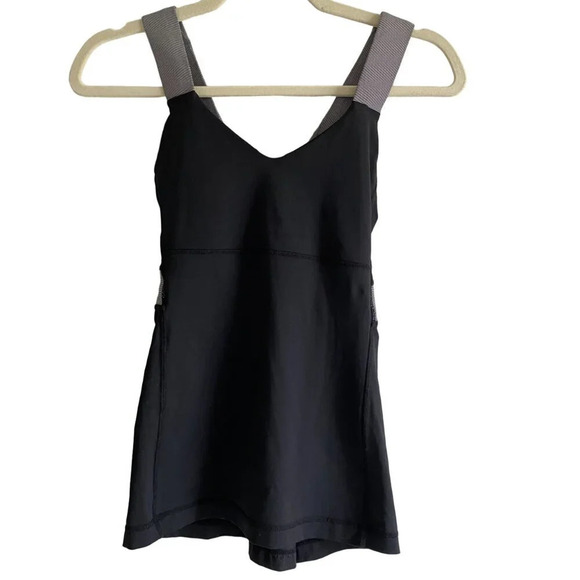 LULULEMON Vintage Black and Gray Push Your Limits Striped Tank Size 6 - Picture 1 of 11